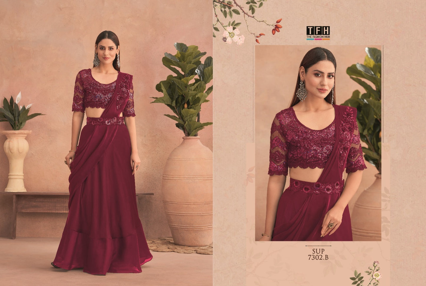 Sup 7302-B Tfh Sarees
