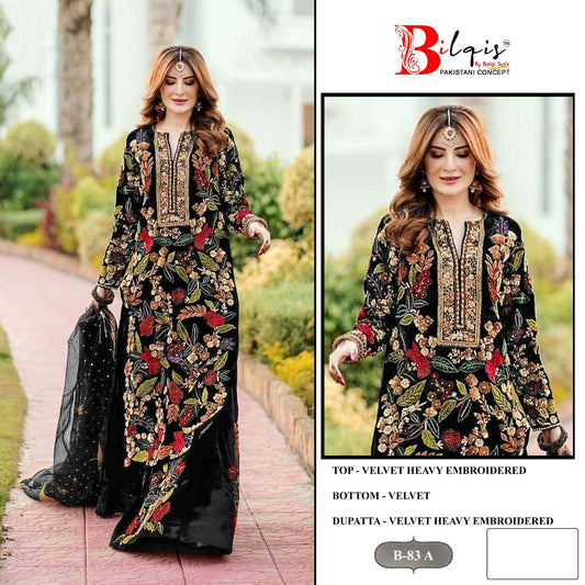 83A Bilqis Embroidered Velvet Suits