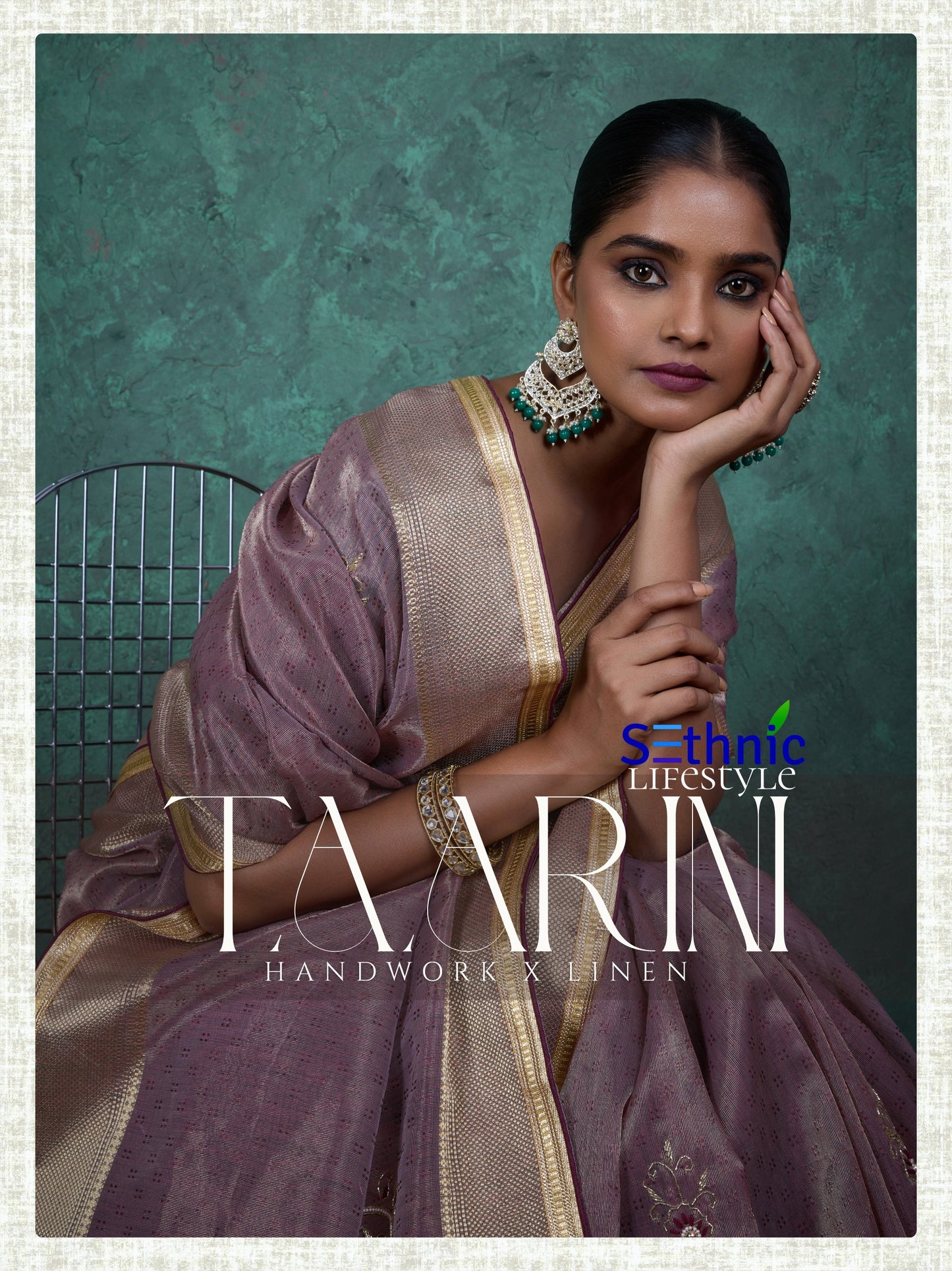 84001 Taarini Sethnic Linen Tissue Sarees