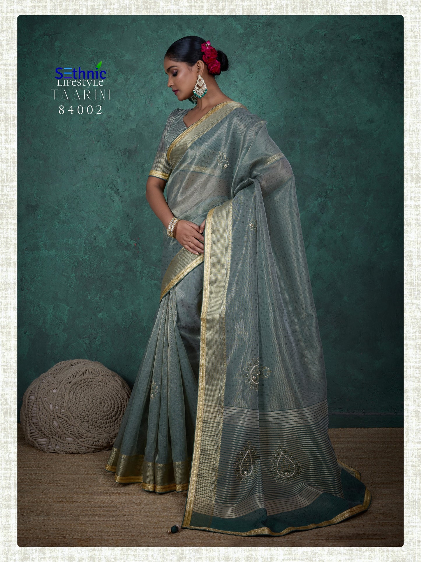 84002 Taarini Sethnic Linen Tissue Sarees