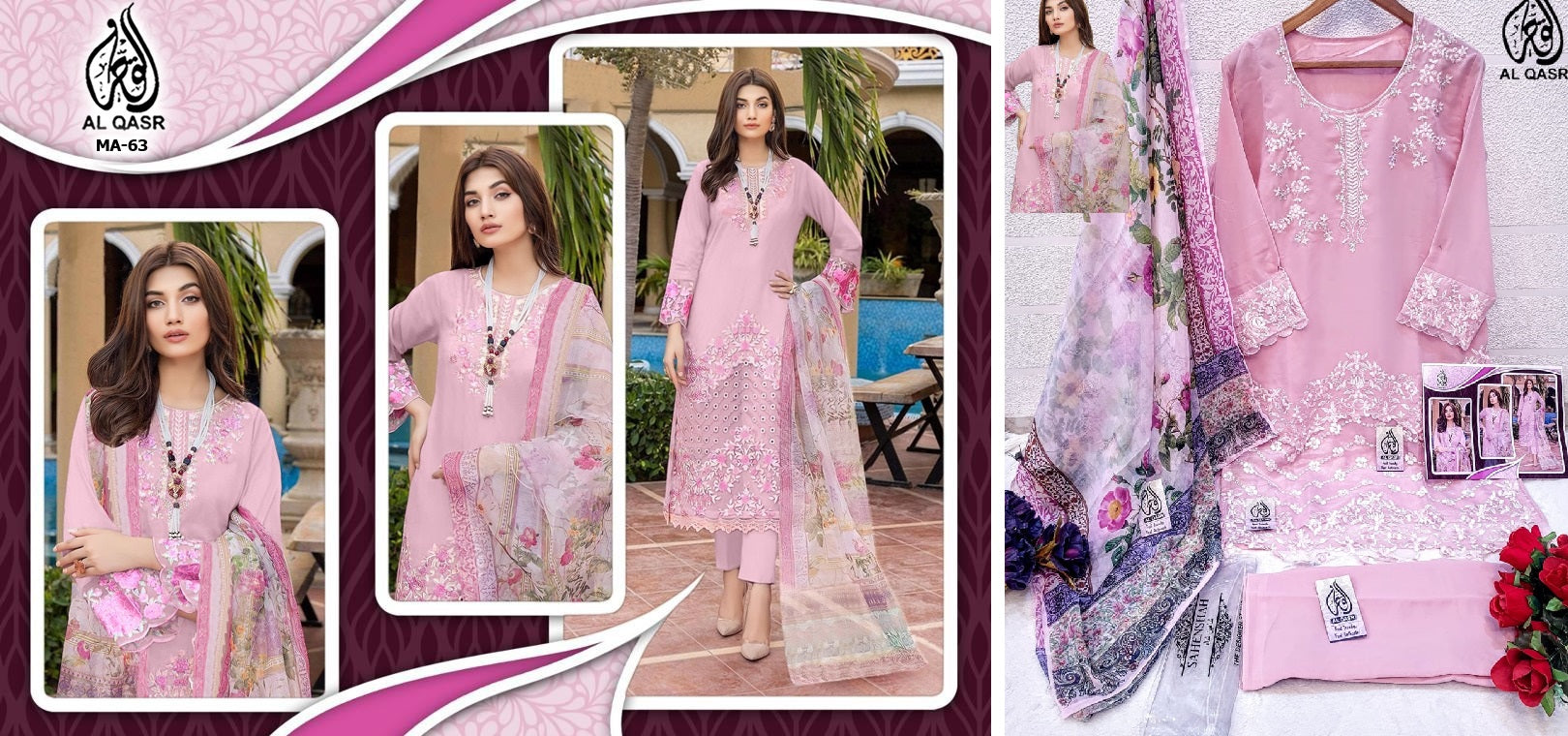 Ma-63Pink Al Qasr Pakistani Readymade Suits