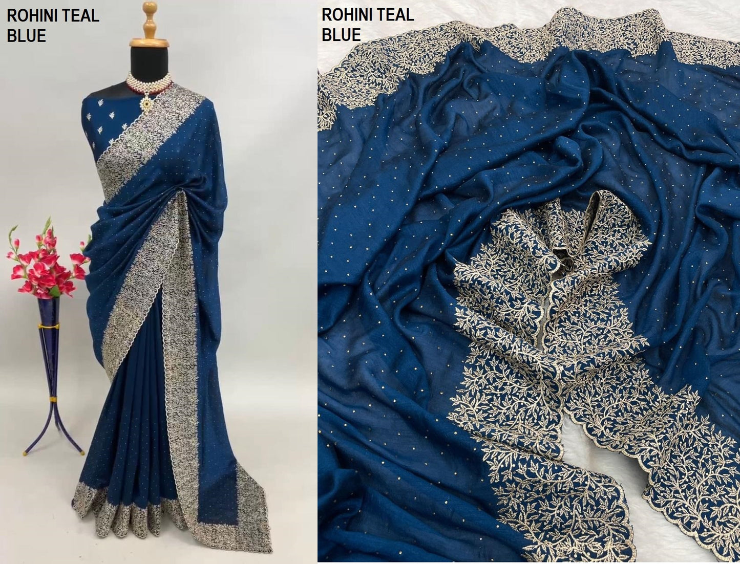 Rohini Teal Blue Bt Sarees