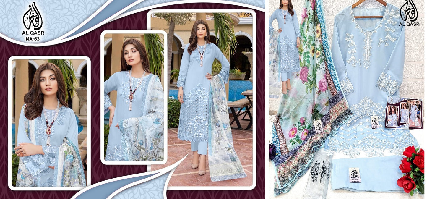 Ma-63Sky Blue Al Qasr Pakistani Readymade Suits