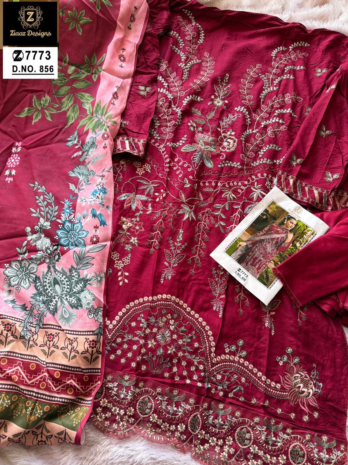 856 Maroon Ziaaz Designs Rayon Pakistani Salwar Suits