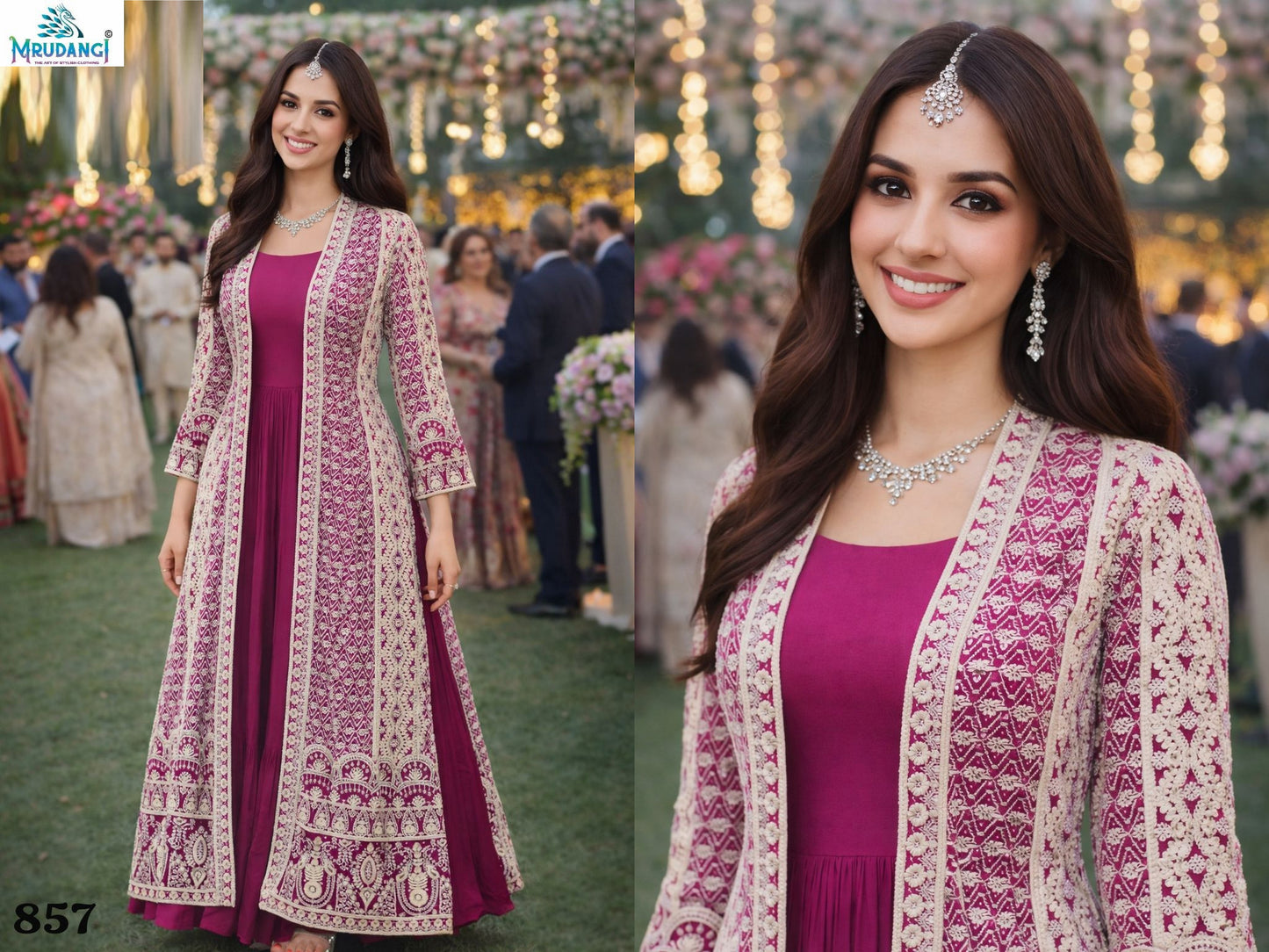 857 Heena Mrudangi Chinon Silk One Piece Gown