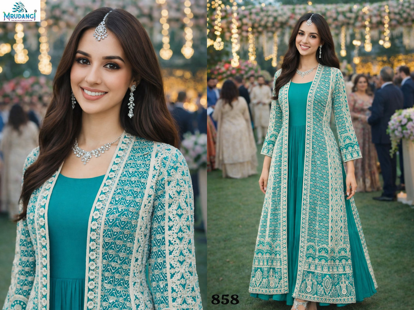 858 Heena Mrudangi Chinon Silk One Piece Gown