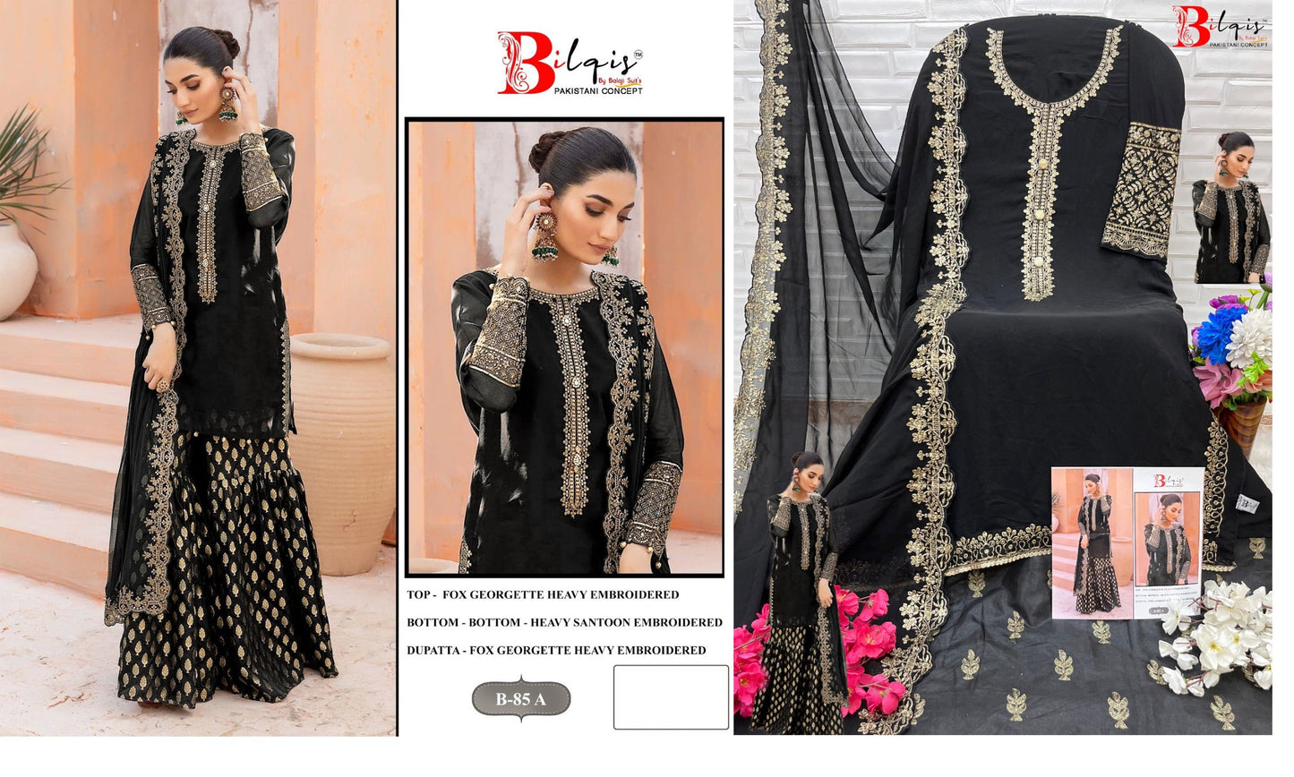 85A Bilqis Embroidered Pakistani Salwar Suits