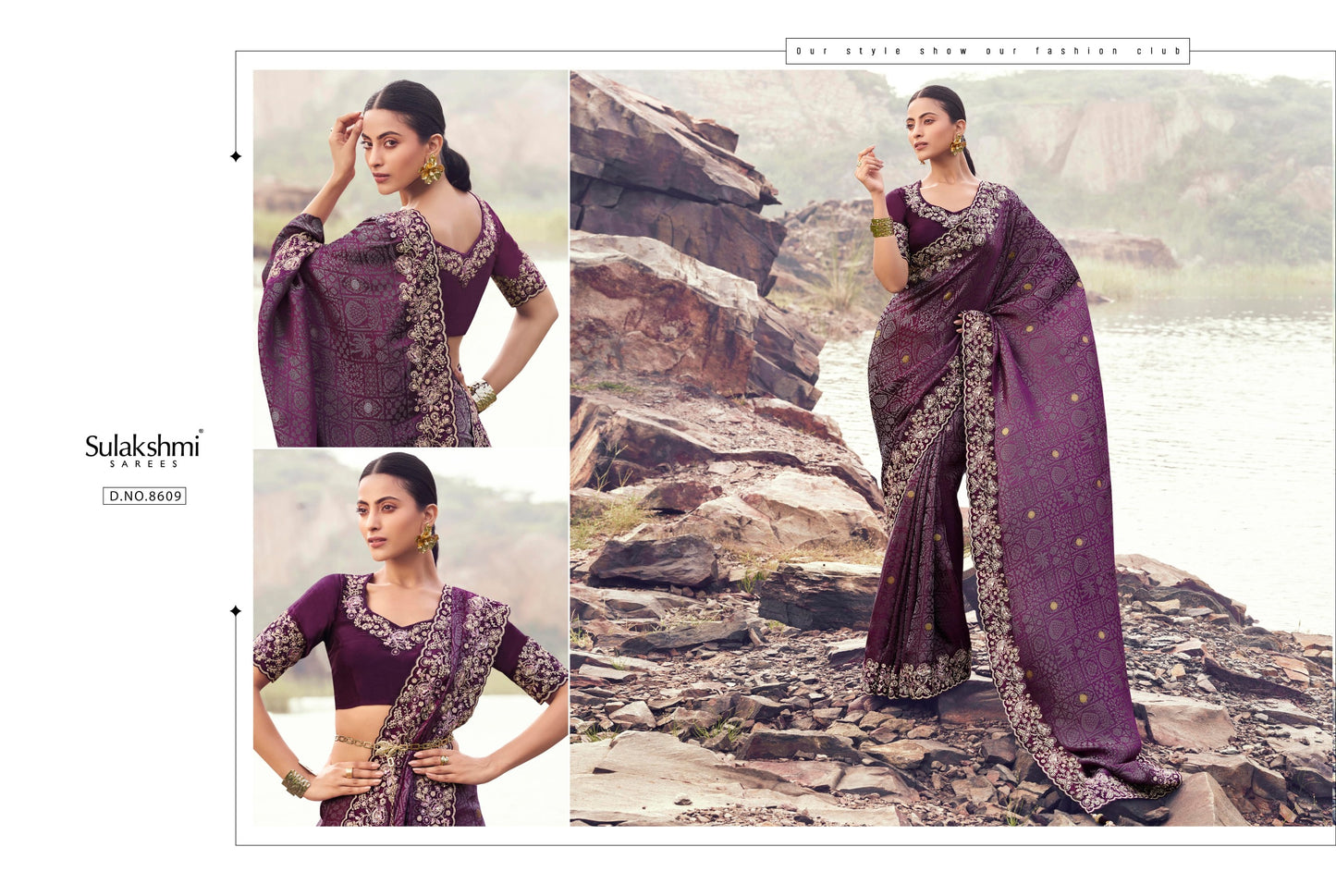 8609 Varenya Sulakshmi Prints Pure Satin Silk Sarees