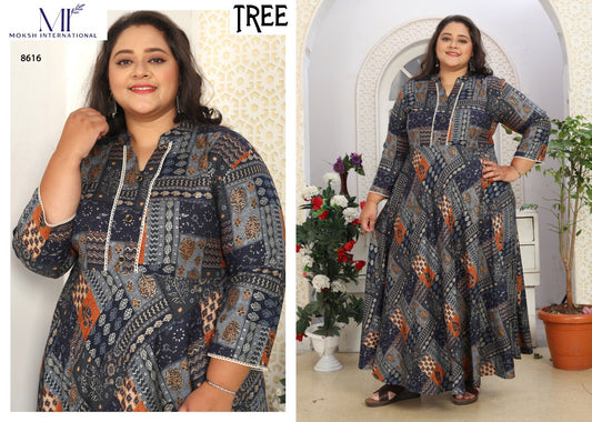 8616 Tree Vol 1 Moksh Long Rayon One Piece Gown