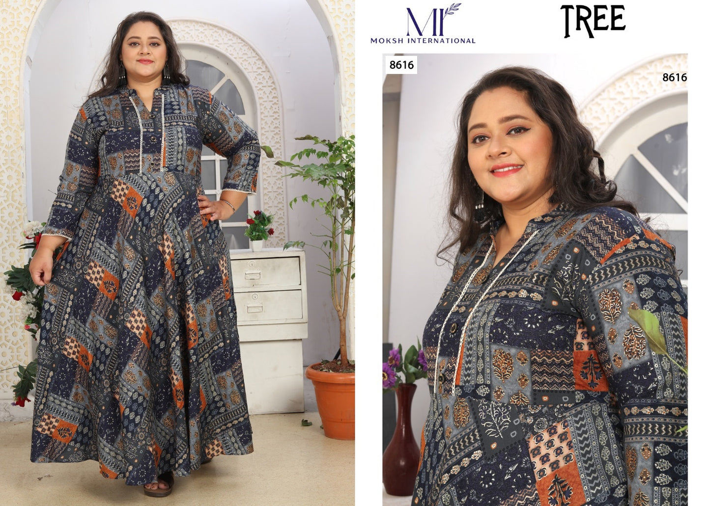 8616 Tree Vol 1 Moksh Long Rayon One Piece Gown
