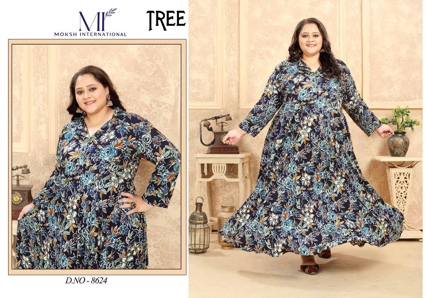 8624 Tree Vol 1 Moksh Long Rayon One Piece Gown