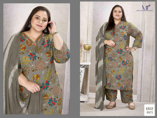 8671 Plus Size Glory Vol 2 Moksh Premium Rayon Readymade Suits