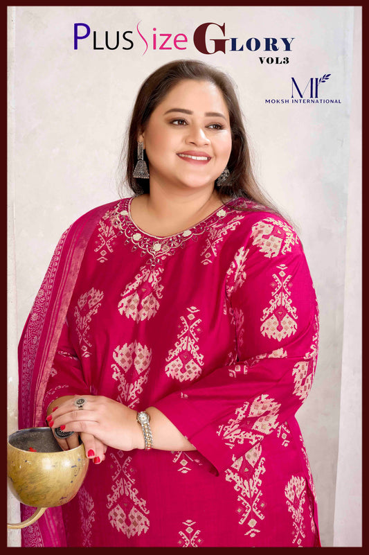 8672 Plus Size Glory Vol 3 Moksh Lichi Viscose Readymade Suits