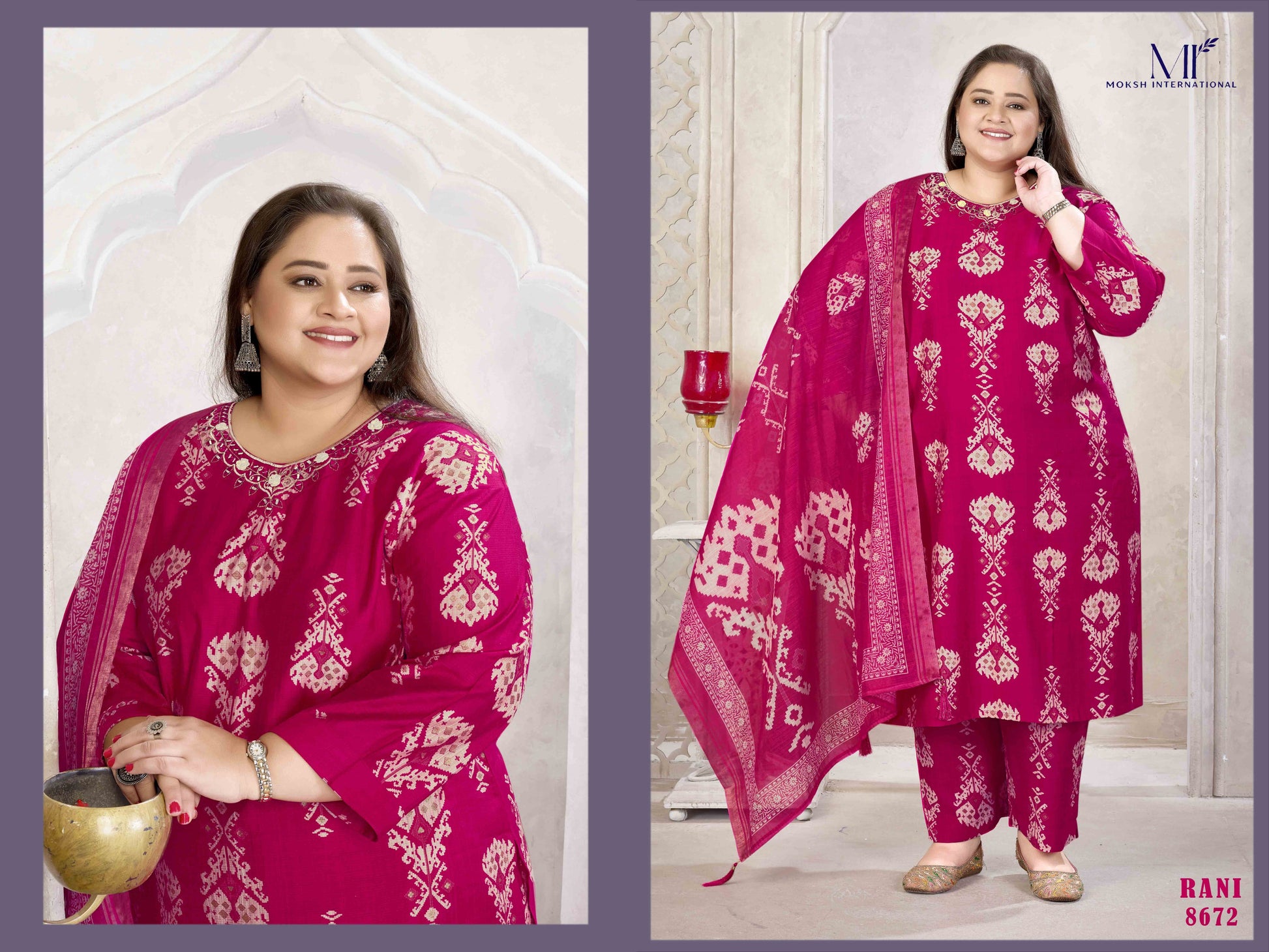 8672 Plus Size Glory Vol 3 Moksh Lichi Viscose Readymade Suits
