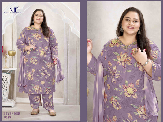 8673 Plus Size Glory Vol 3 Moksh Premium Rayon Readymade Suits