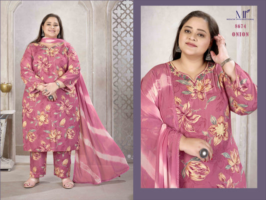 8674 Plus Size Glory Vol 3 Moksh Premium Rayon Readymade Suits