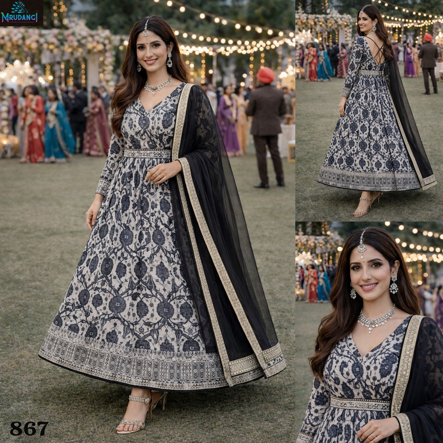 867 Jyoti Mrudangi Real Georgette Gown Dupatta Set