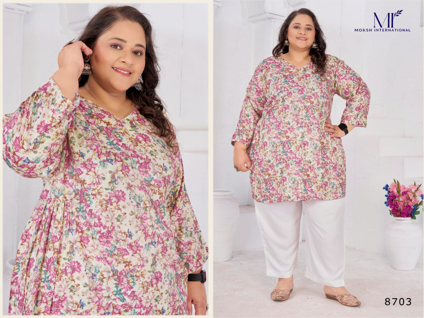 8703 Big Size Subh Vol 1 Moksh Rayon Short Kurti