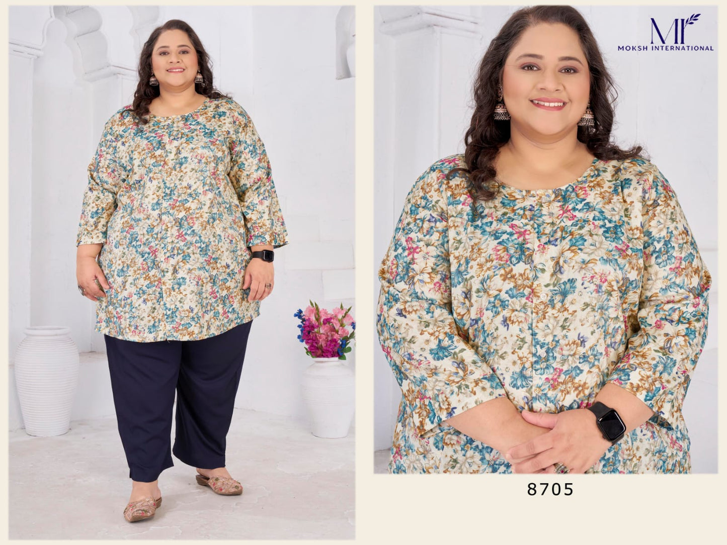 8705 Big Size Subh Vol 1 Moksh Rayon Short Kurti