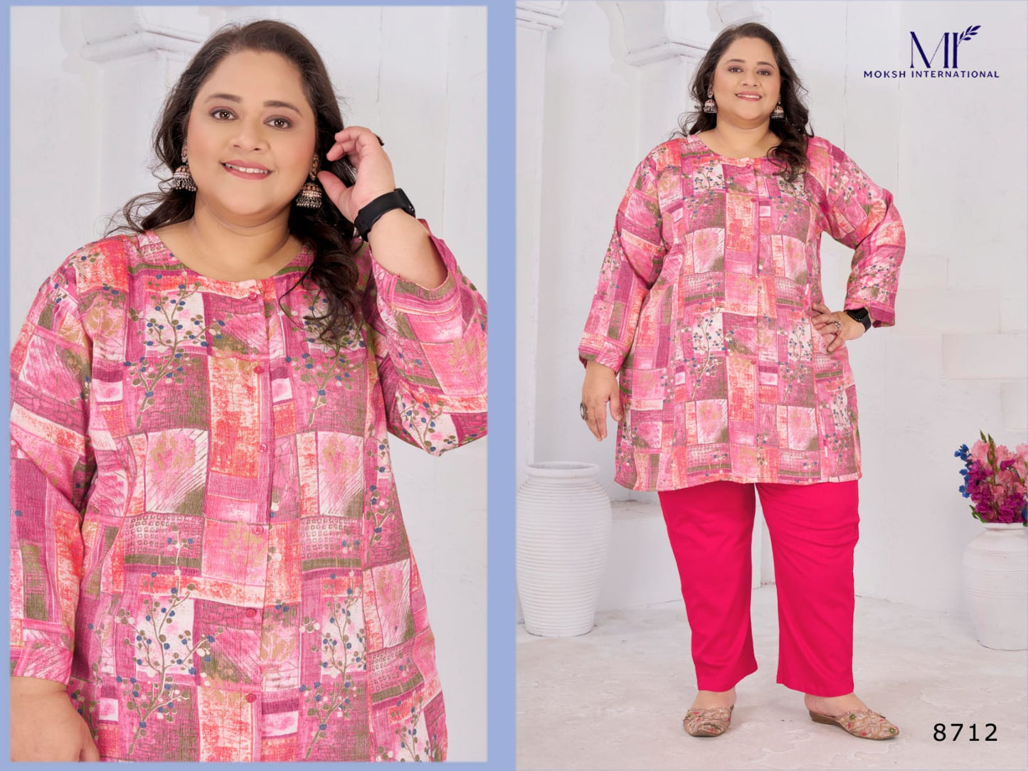 8712 Big Size Subh Vol 3 Moksh Rayon Short Kurti