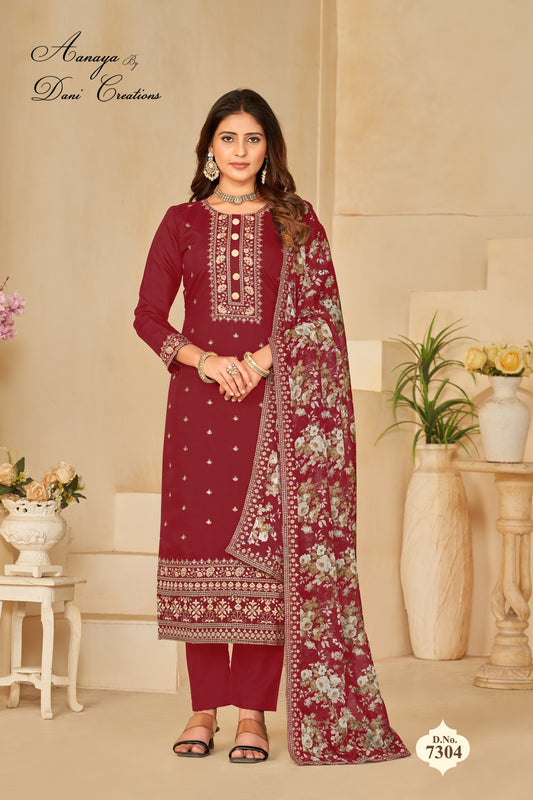 7304 Aanaya Vol 173 Dani Creation Unstitched Suits