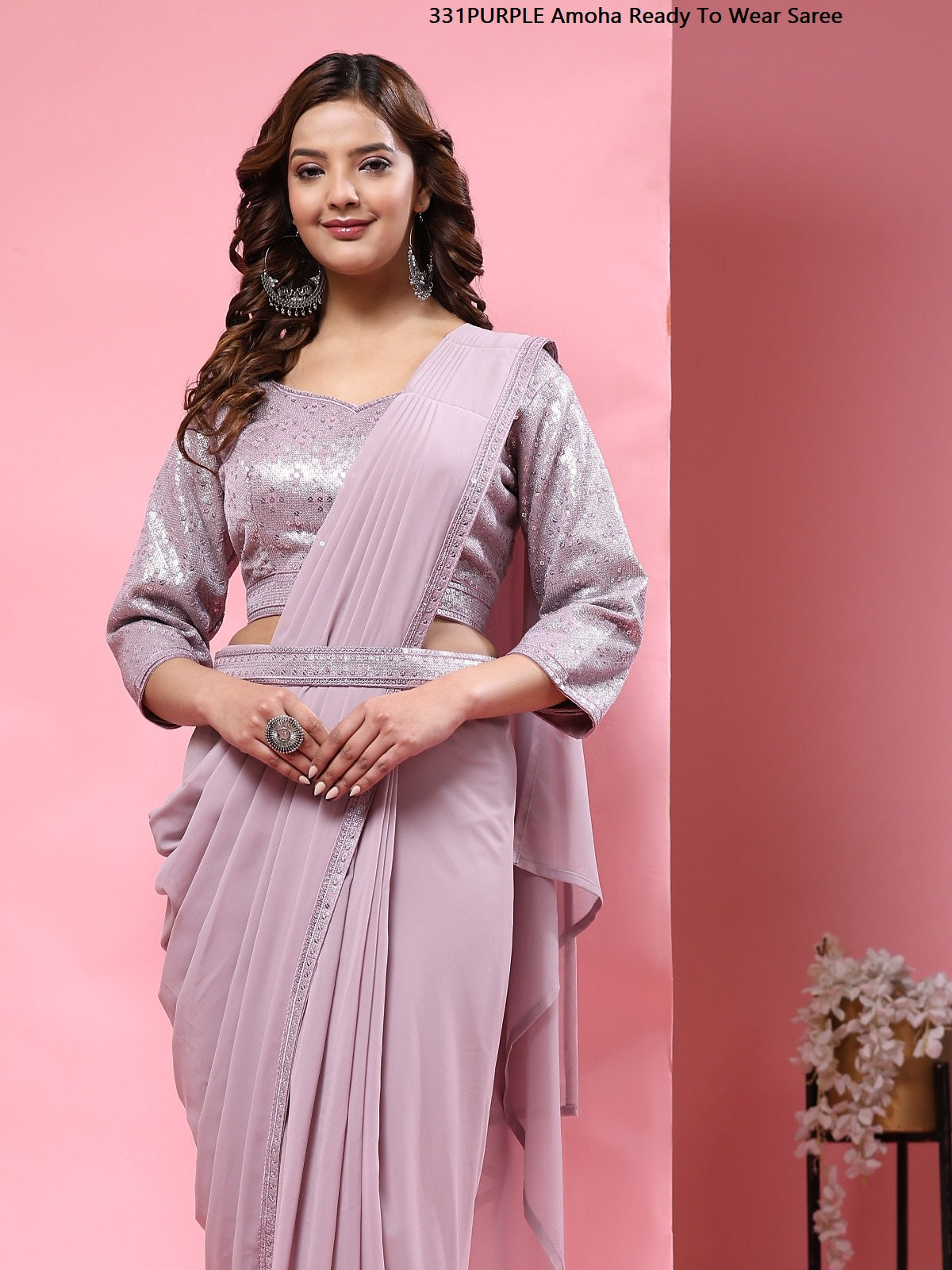 331Purple Amoha Ready To Wear Saree