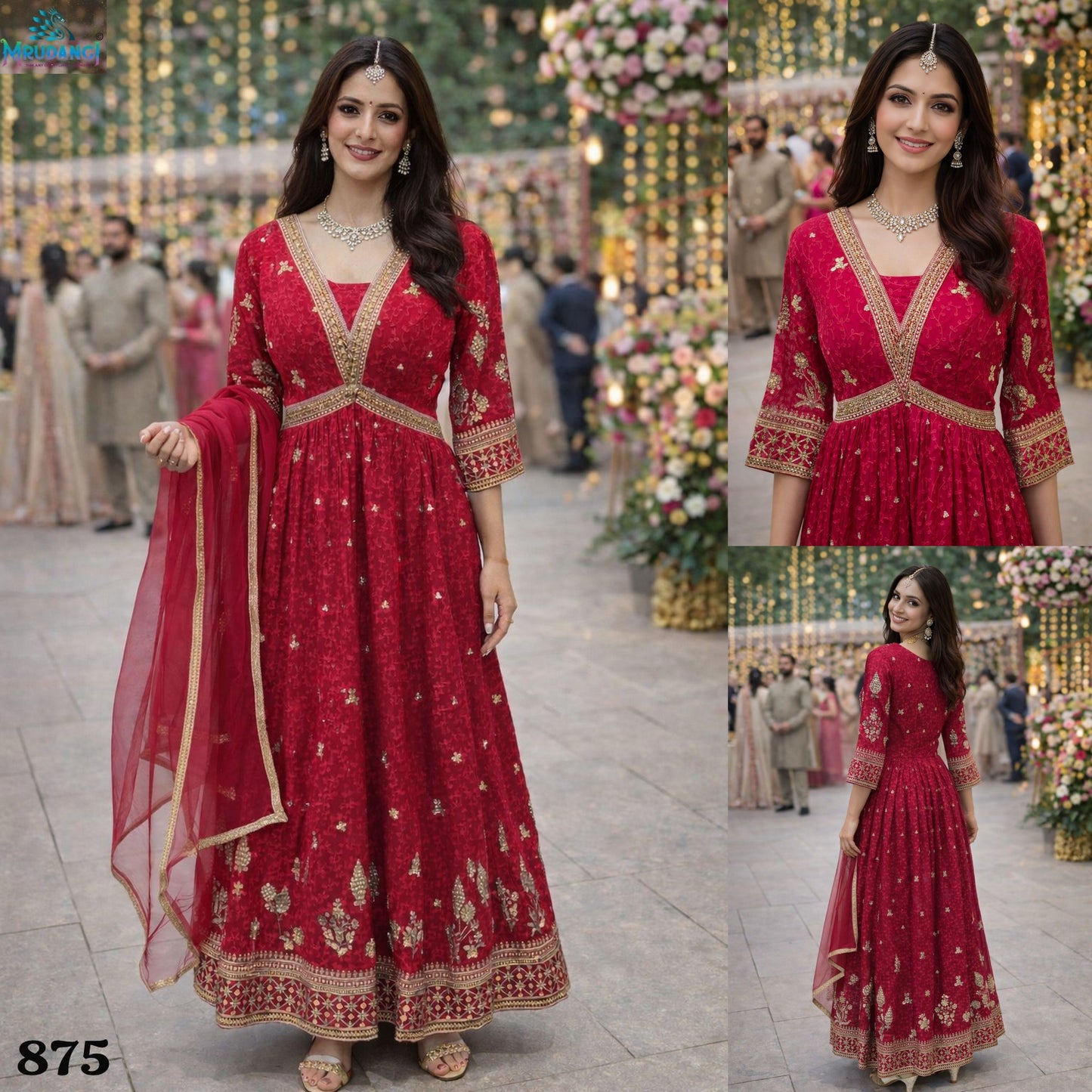 875 Nilima Mrudangi Real Georgette Gown Dupatta Set
