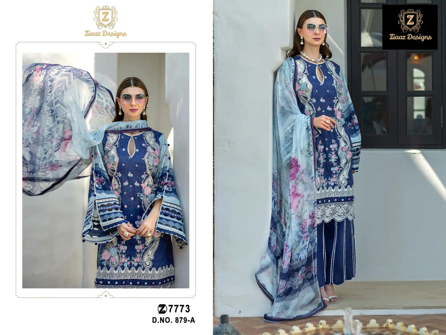 879-A Ziaaz Designs Embroidery Pakistani Salwar Suits