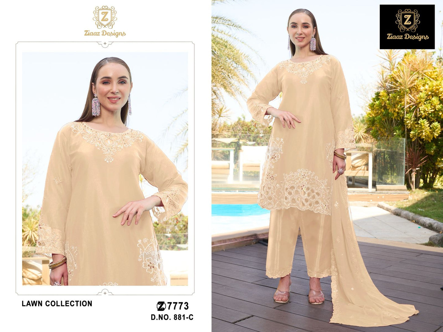 881-C Ziaaz Designs Handwork Pakistani Salwar Suits
