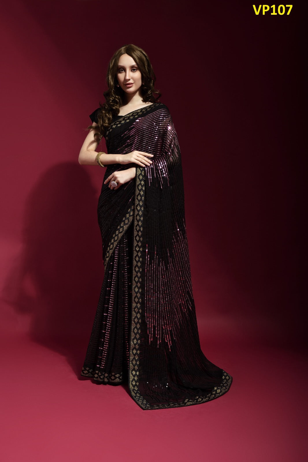 107 Pyramid Fashion Berry Sarees