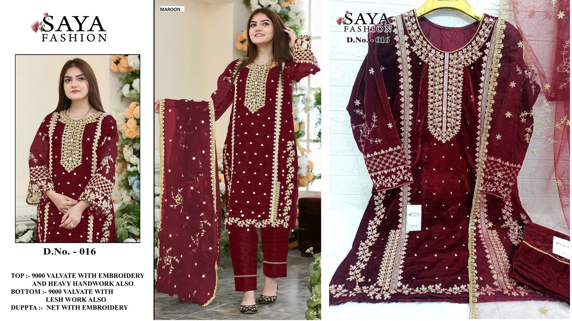 16 Maroon Saya Fashion Pakistani Readymade Suits