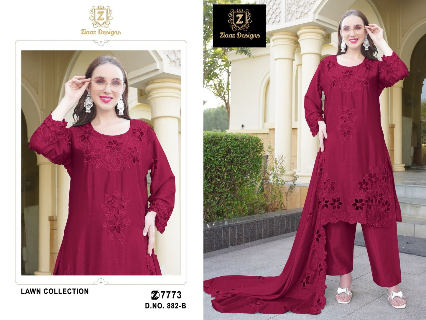 882B Ziaaz Designs Cambric Cotton Pakistani Salwar Suits