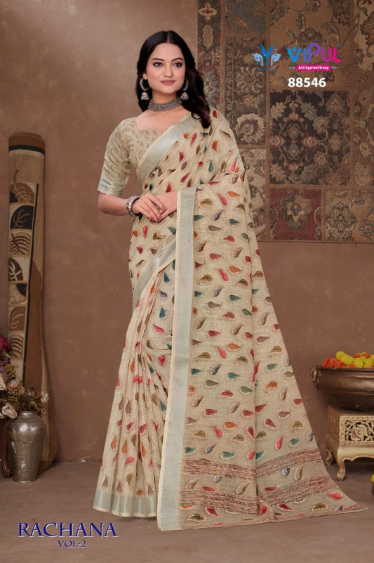 88546 Rachna Vol-2 Vipul Linen Sarees