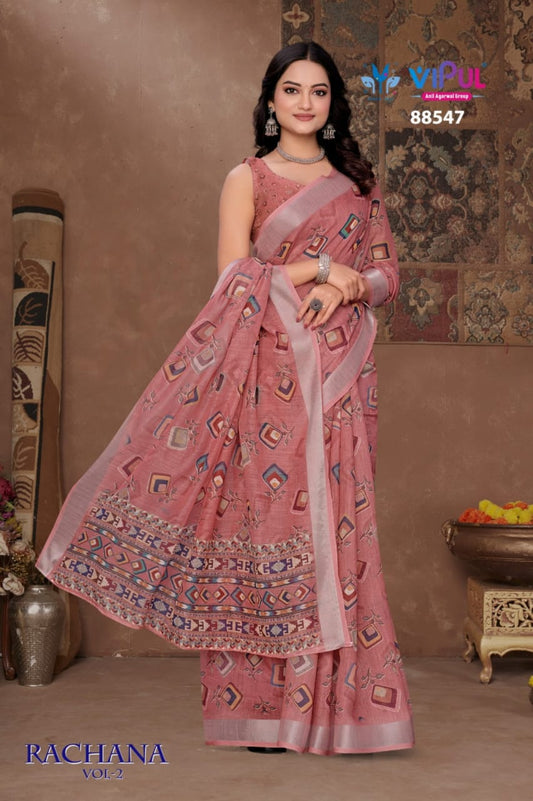 88547 Rachna Vol-2 Vipul Linen Sarees