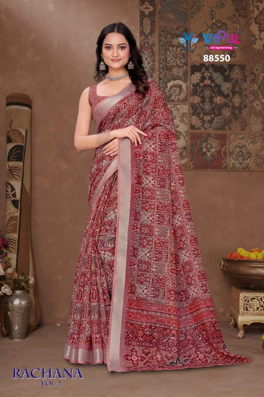 88550 Rachna Vol-2 Vipul Linen Sarees
