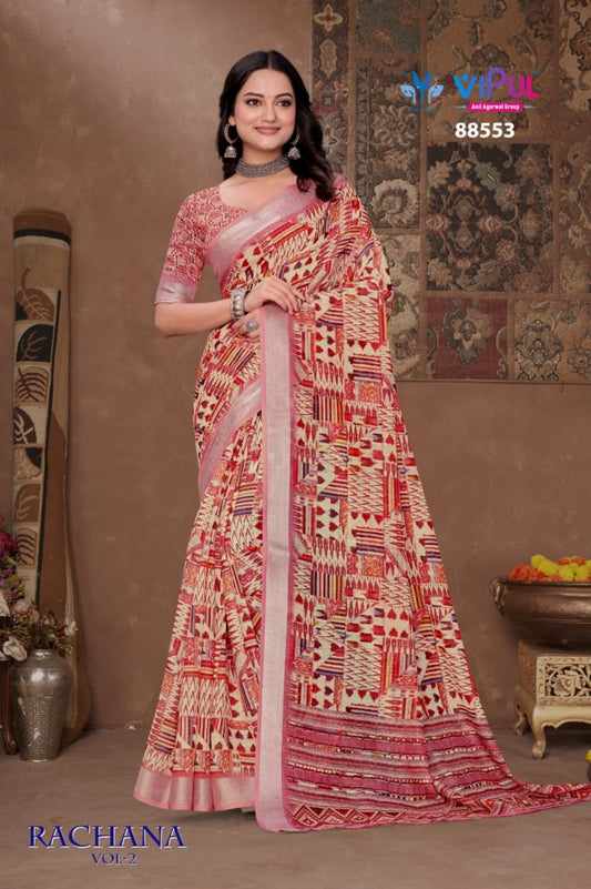 88553 Rachna Vol-2 Vipul Linen Sarees