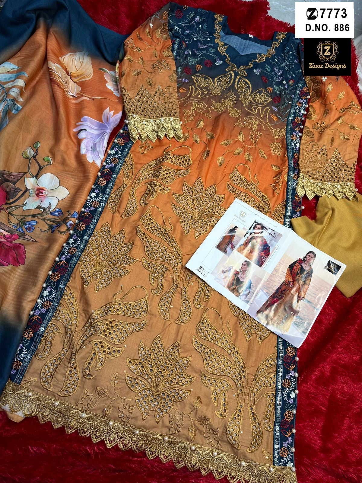 886 Mustard Ziaaz Designs Embroidery Pakistani Salwar Suits