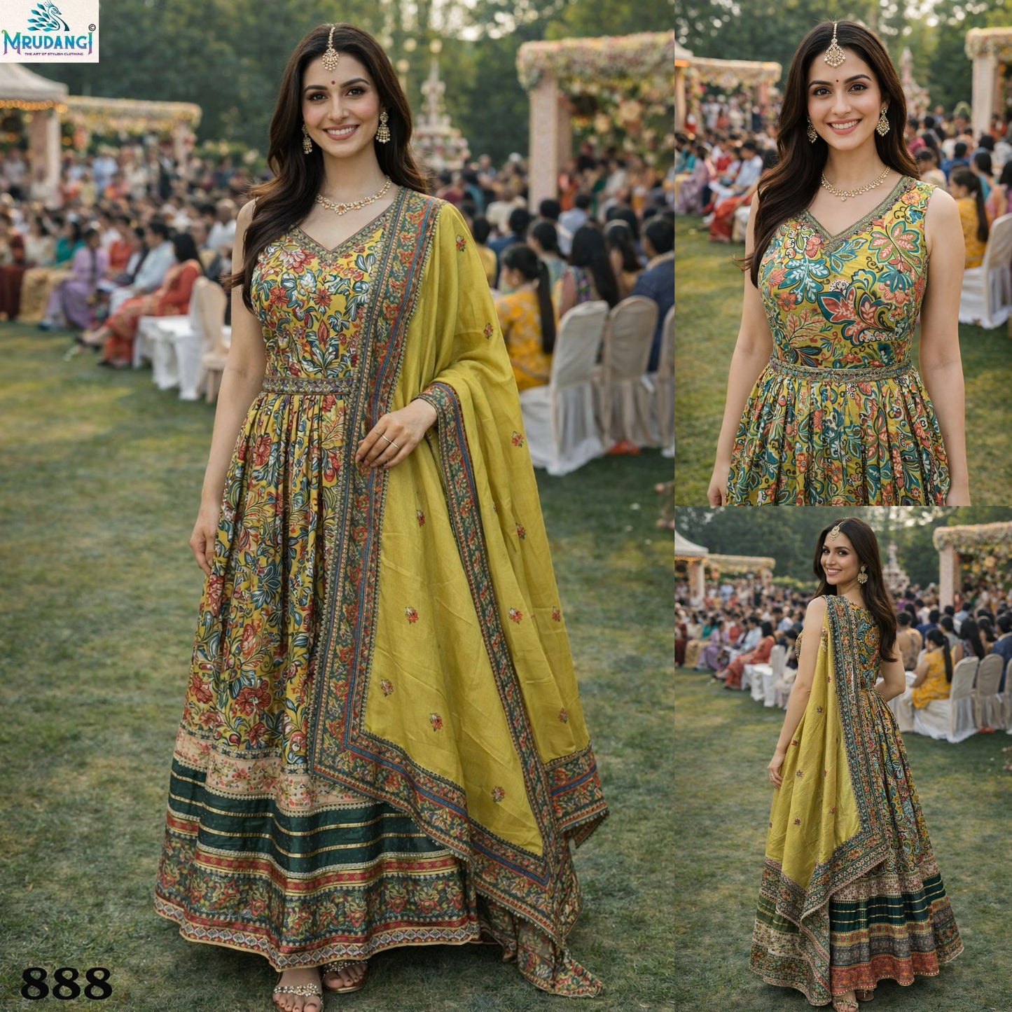 888 Muskan Mrudangi Dola Silk Gown Dupatta Set