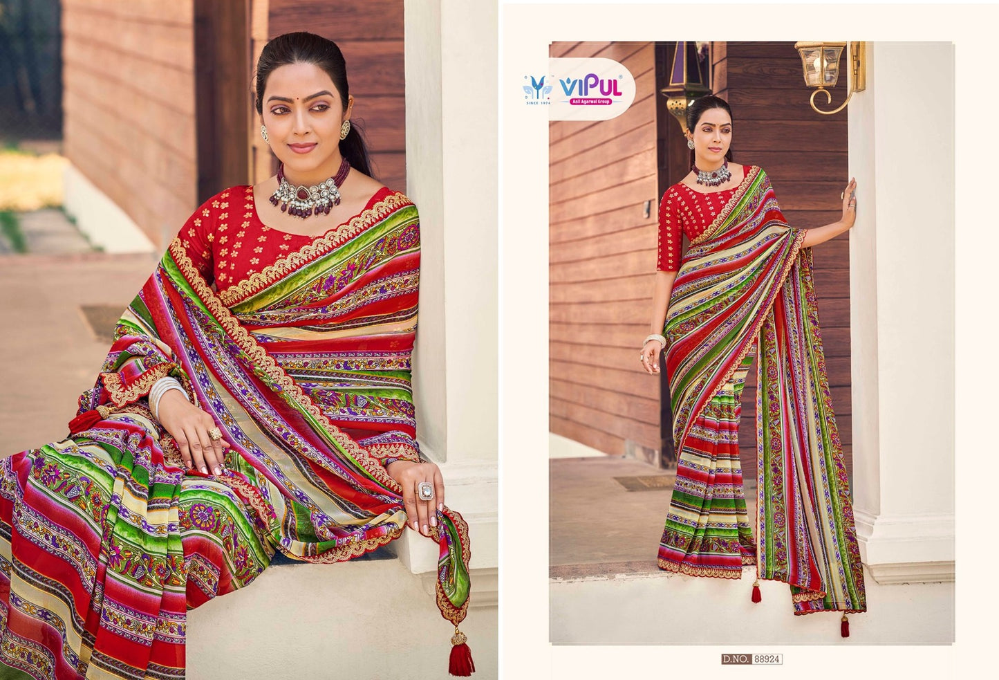 88924 Ladlee Vipul Embroidery Work Sarees