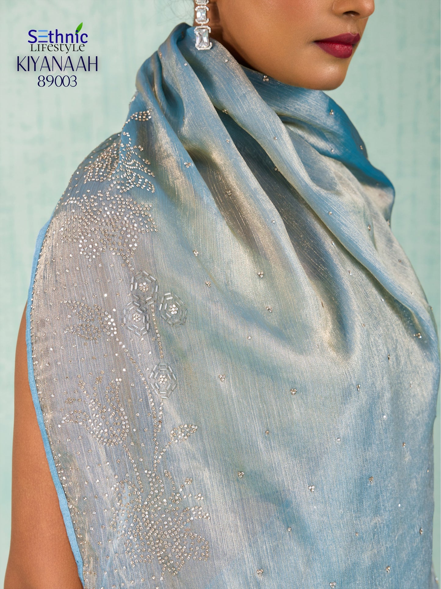 89003 Kiyanaah Sethnic Velvet Chiffon Sarees