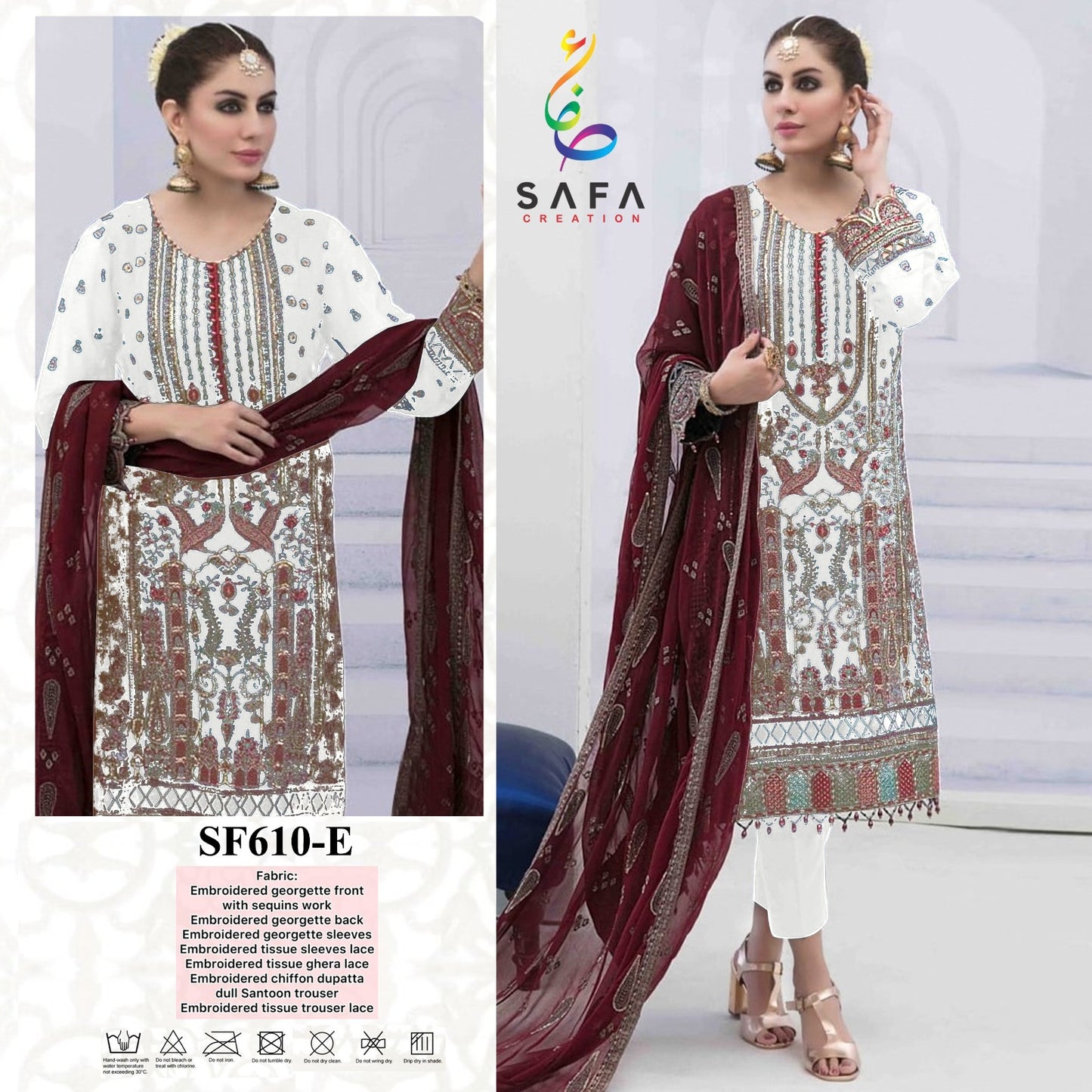 610-E Safa Creation Pakistani Salwar Suits