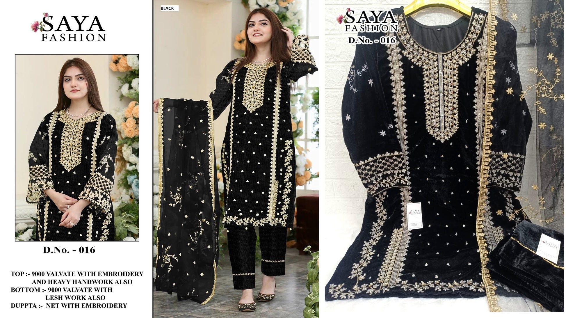 16 Black Saya Fashion Pakistani Readymade Suits