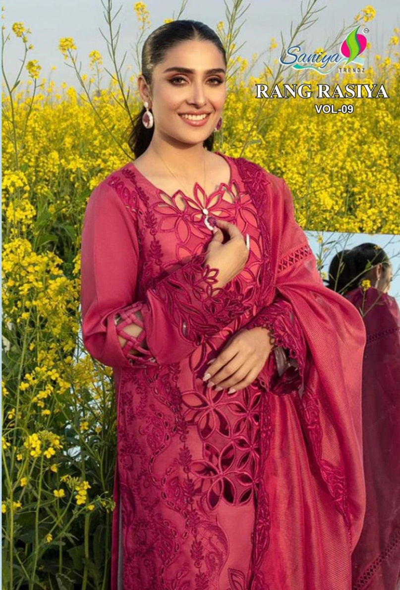 9000B Rangrasiya Vol 9 Saniya Trendz Embroidered Pakistani Salwar Suits