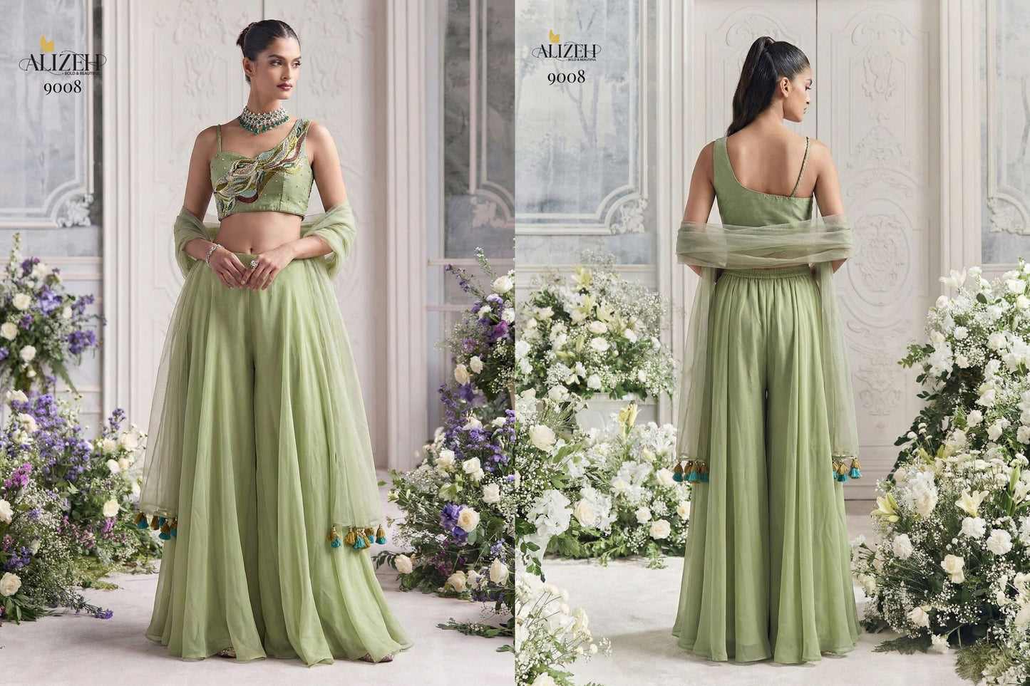 9008 Alizeh Georgette Crop Top Plazzo Set