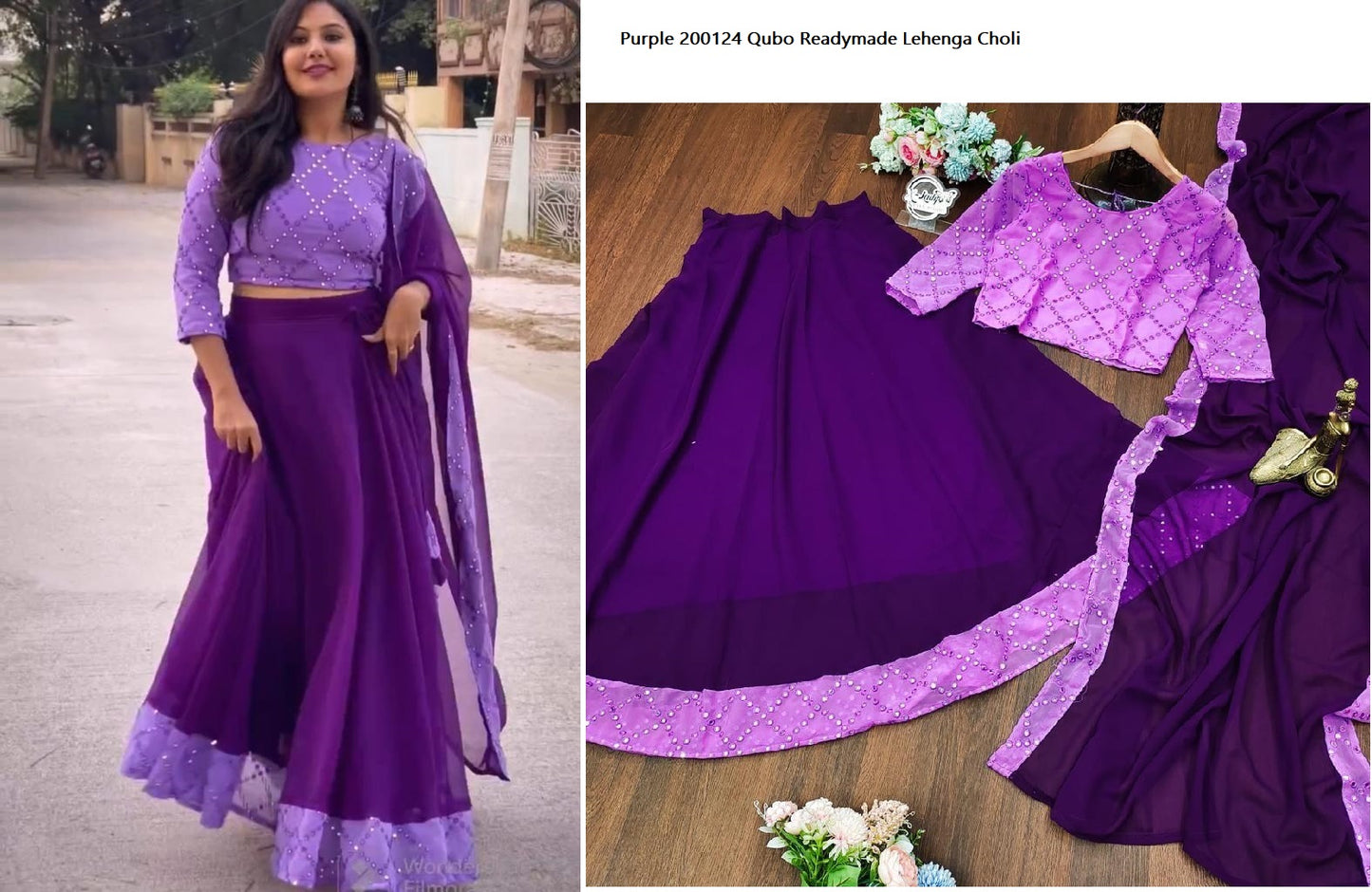 Purple 200124 Qubo Readymade Lehenga Choli