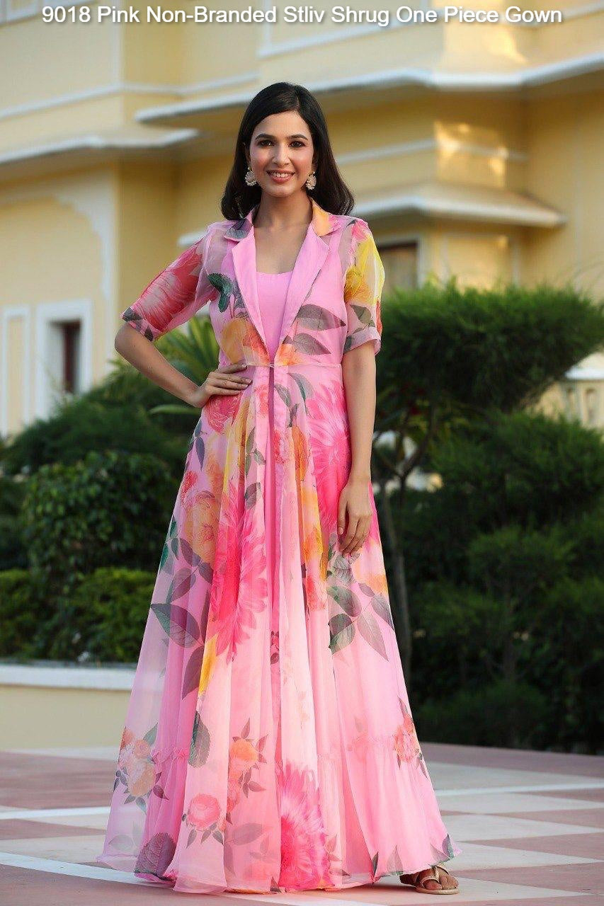 9018 Pink Non-Branded Stliv Shrug One Piece Gown