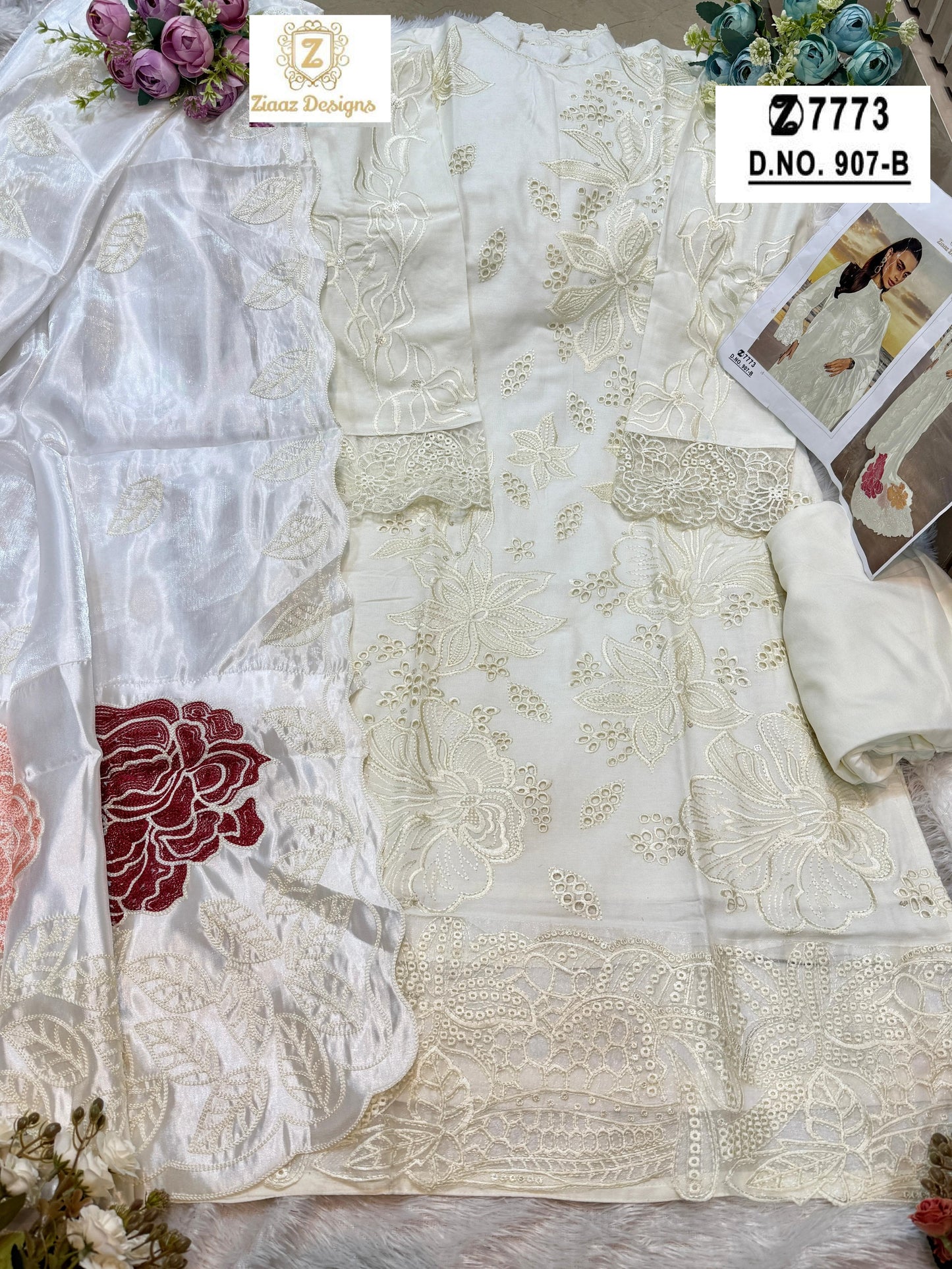 907-B Ziaaz Designs Embroidery Pakistani Salwar Suits