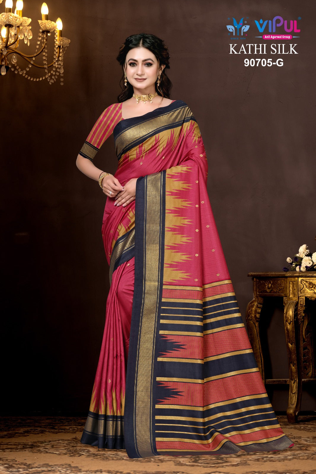 90705-G Kathi Vipul Soft Silk Sarees