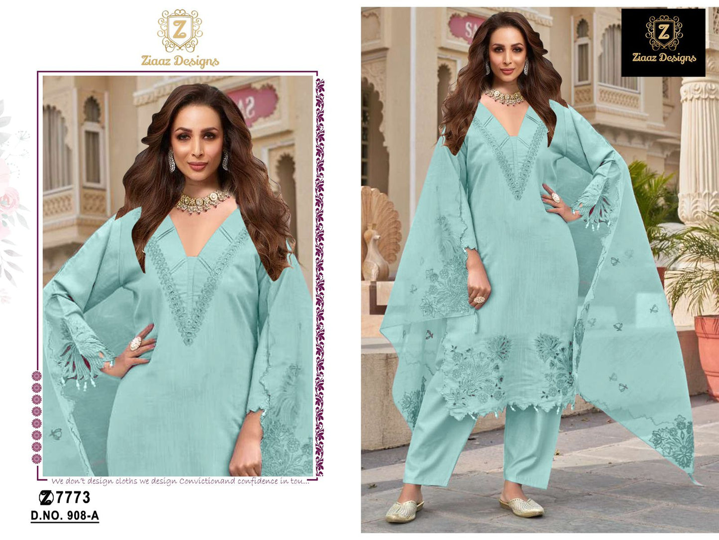 908 A Ziaaz Designs Embroidery Pakistani Salwar Suits
