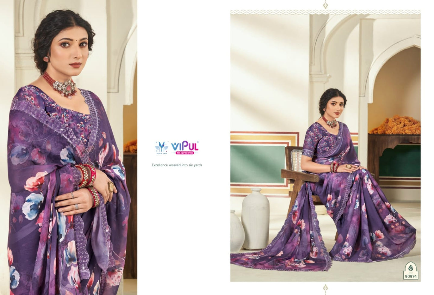 90974 Estella Vol 2 Vipul Dull Moss Sarees